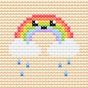 Rainbow – Cute kawaii cross stitch pattern PDF – Beginner friendly – Instant download