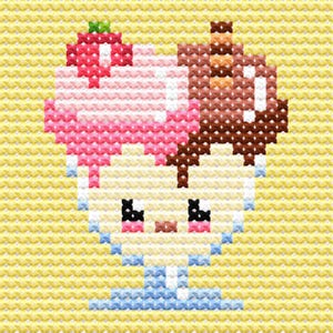 Ice cream dessert – Cute kawaii cross stitch pattern PDF – Beginner friendly – Instant download