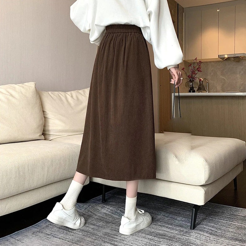 Women Korean Vintage Corduroy Pleated Skirt Thick Autumn - Etsy