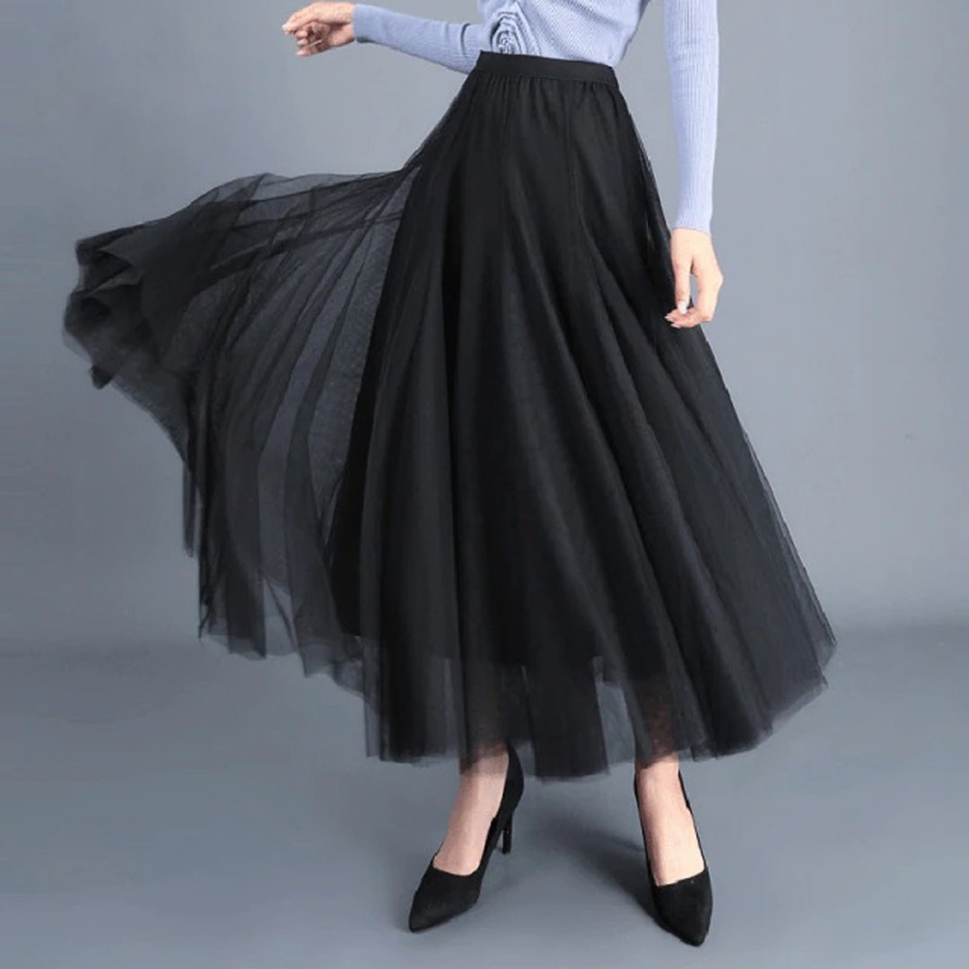 Women's 3 Layers Tulle Mesh Pleated Skirt Jupe Female Tutu - Etsy