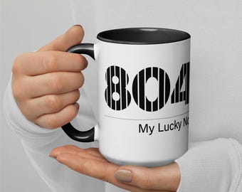 804 Mijn geluksnr. - Mok met gekleurde binnenkant