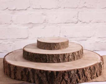 Rustic Wood Slice. Wooden Log Slab. Wood Cake Display Stand. Table centrepiece. Wedding cake stand. Various sizes