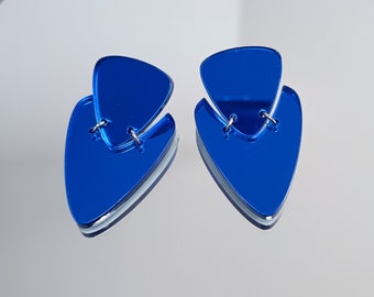 Boucles d'oreilles acrylique miroir bleu