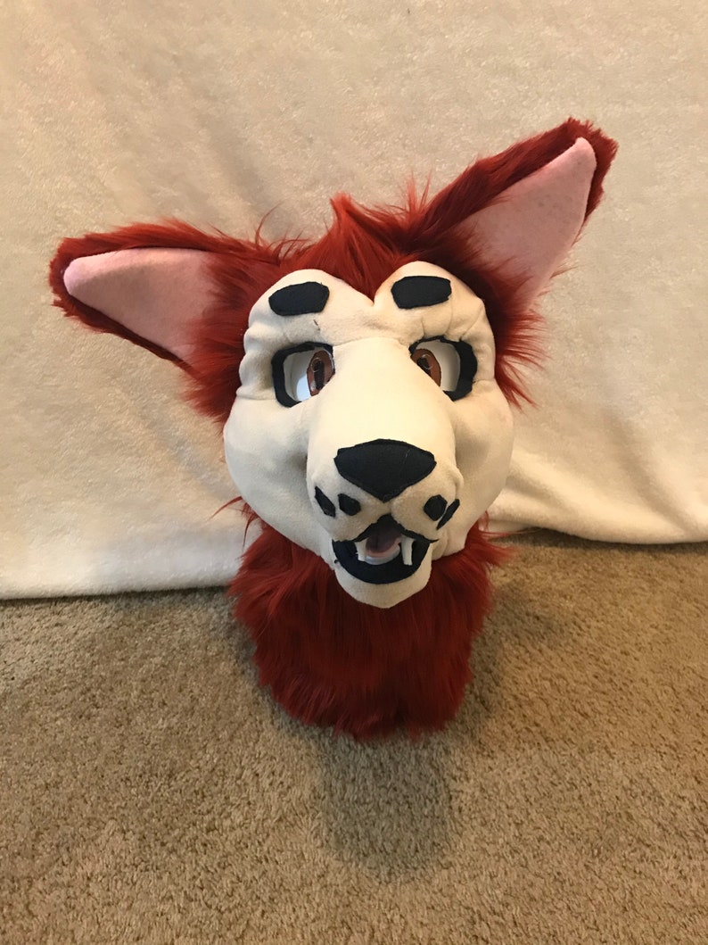 Canine Fursuit Head Cherry Fur Tan Fleece Etsy