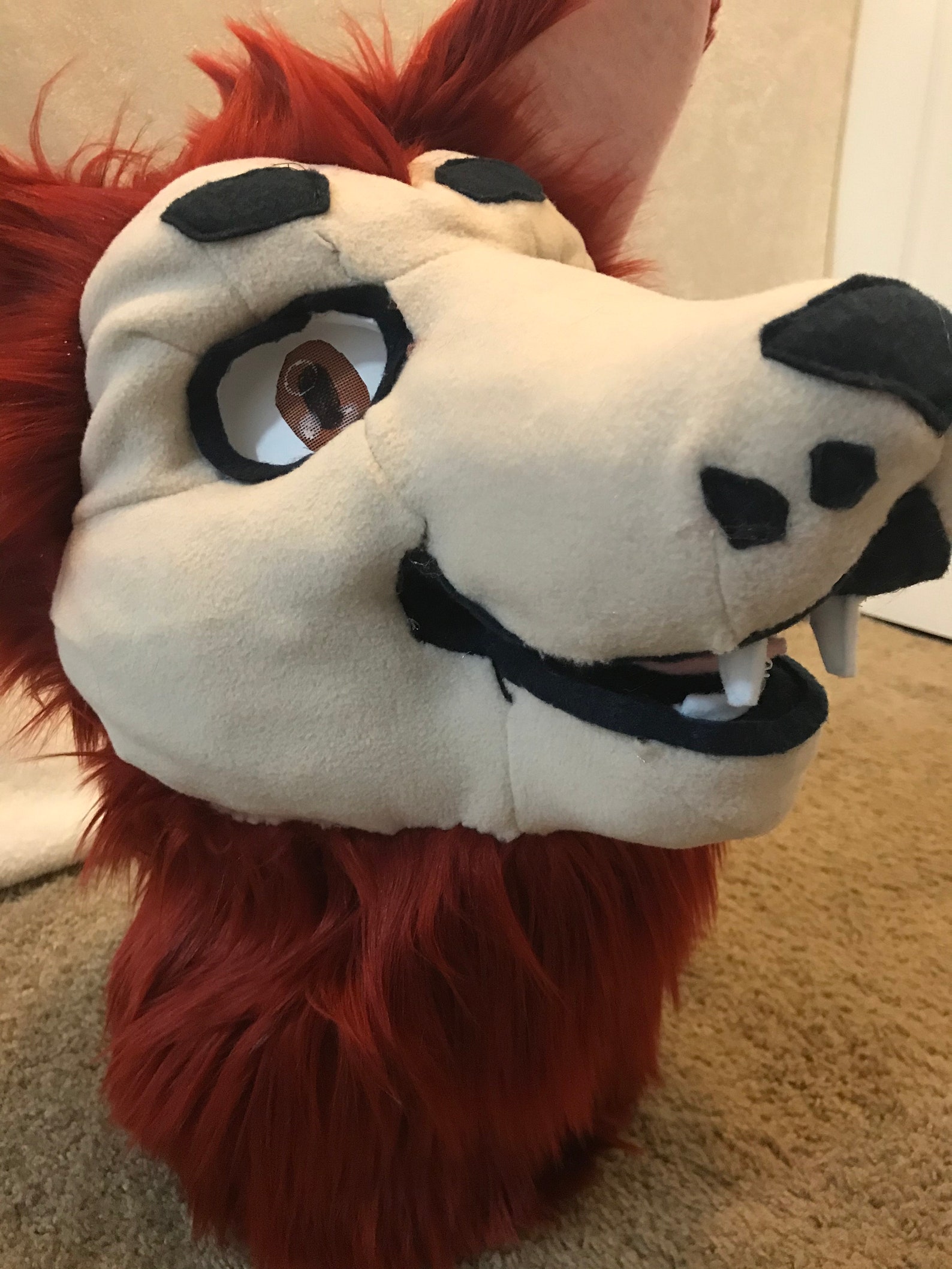 Canine Fursuit Head Cherry Fur Tan Fleece Etsy