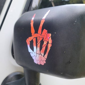 Skeleton Wave Decal | Wave Decal | Peace Sign Decal | Skeleton Mirror Decal | Peace Sign Wave Decal | Skeleton Decal | Wave Skeleton