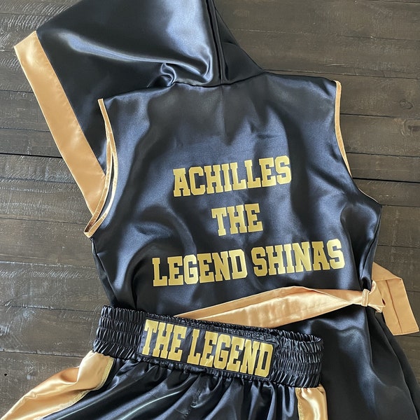 Personalized Adult Boxing Set Robe (without sleeve) + Shorts, trunks, costume Boxing