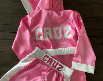 Personalized Kids Boxing Set Robe + Shorts, trunks, costume Boxing.