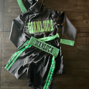 Personalized Kids Boxing Set Robe + Shorts +mini gloves for size 0 to 24mo Only, trunks, costume