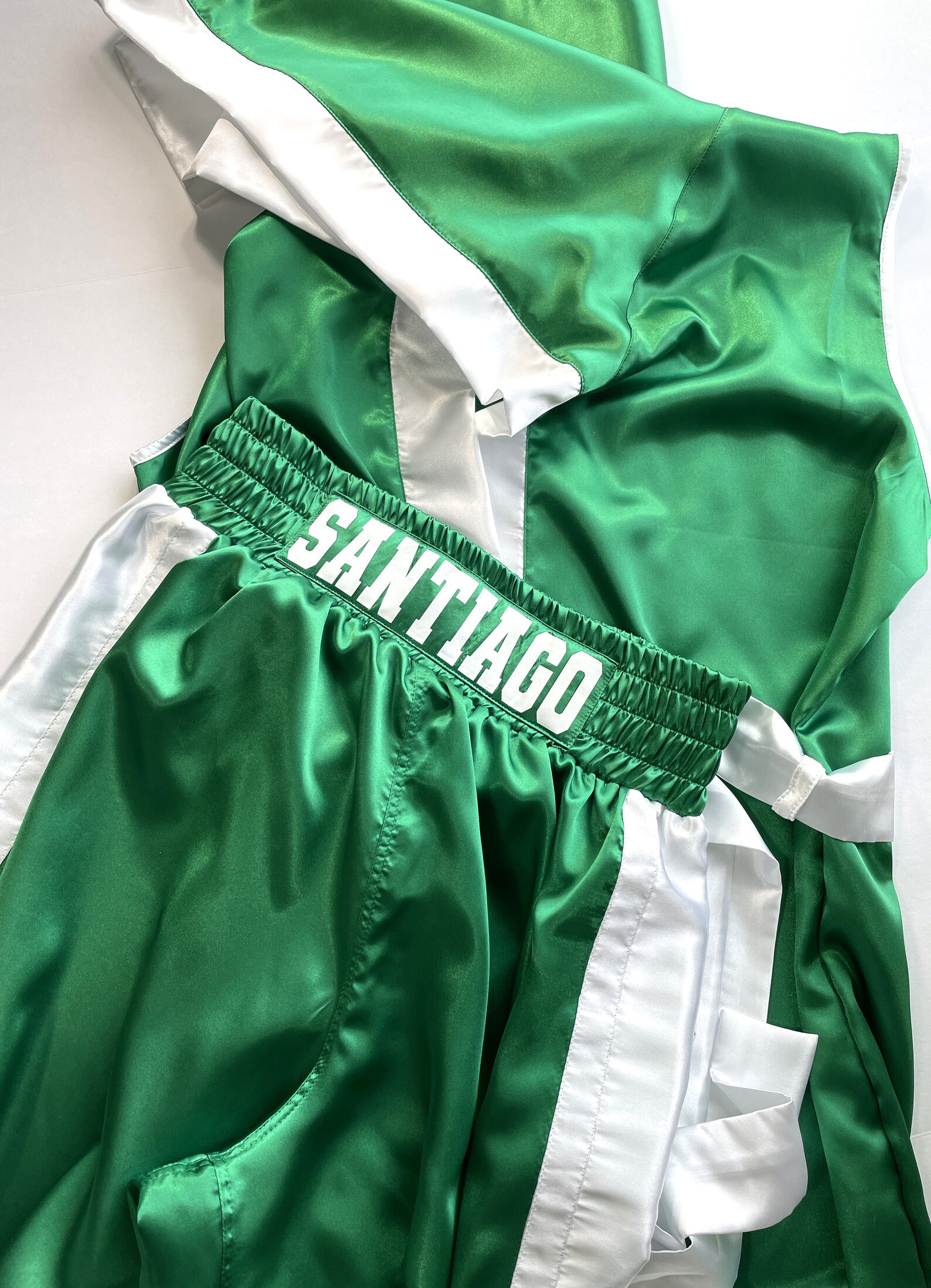 Personalized Adult Boxing Set Robe without Sleeve Shorts, Trunks