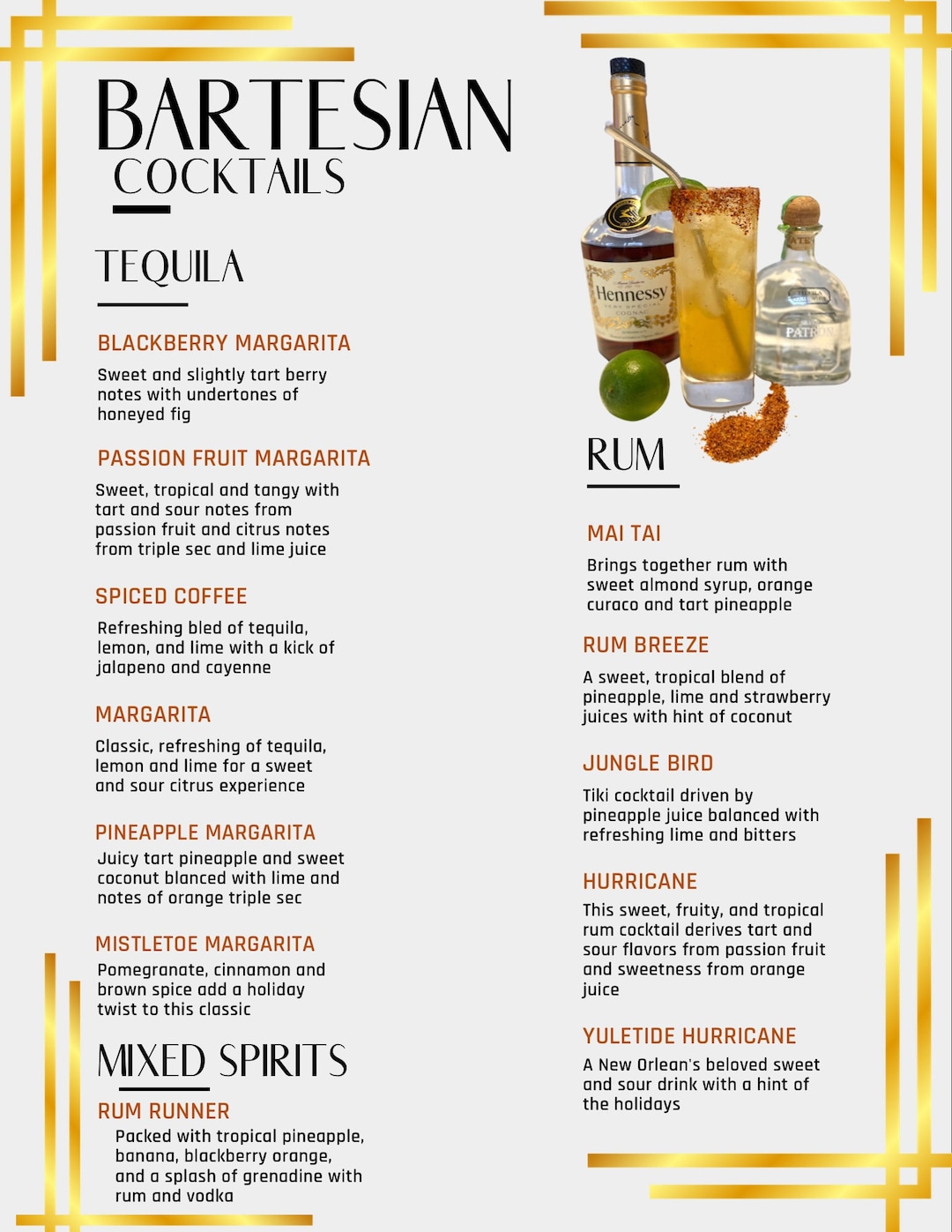 Downloadable Bartesian Menu Etsy
