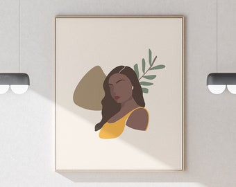 Boho Plant Art, Printable Wall Art, Fashion Print Woman Illustration Girl art, Woman Art Decor, abstract woman print, minimalist print