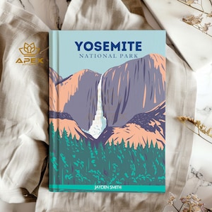 Journal de randonnée du parc national de Yosemite, carnet de voyage personnalisé et journal d'aventures, cadeau personnalisé pour les amoureux de la nature