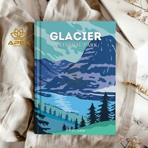 Carnet de voyage personnalisé sur le parc national des Glaciers, carnet personnalisé de randonnée et de camping, cadeau d'aventure dans le Montana