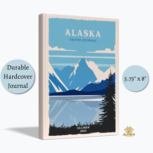 Carnet de voyage en Alaska, cadeaux de voyage en Alaska, carnet de vacances personnalisé en Alaska, cadeau lune de miel Kenai Fjords, carnet de croquis de l'Alaska