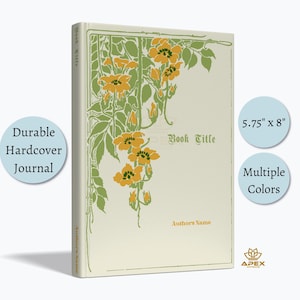 Vintage Floral Art Nouveau Journal - Personalizowany notatnik z botanicznym wzorem, Cottagecore Aesthetics Book Gift na wydarzenia ślubne