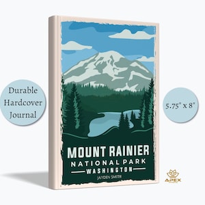 Journal du parc national du Mont Rainier, cadeau de randonnée et de camping du mont Rainier, carnet de vacances Seattle Washington, livre souvenir stratovolcan