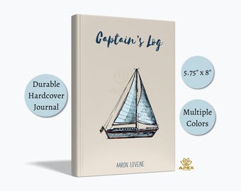 Personalized Sailing Journal, Boat Log Book for Captains, Sailing Gift, Ocean Notebook & Nautical Journal