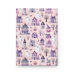 Personalized Halloween Notebook – Haunted House Journal in Pastel Purple and Pink, Custom Ghost & Pumpkin Memory Book Gift image 8
