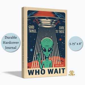 Alien Abduction Journal, Retro UFO Notebook, Sci-Fi Gift for Believers, Outer Space Diary, Green Alien Book