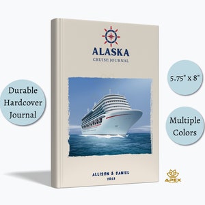 Alaska Cruise Journal, Custom Cruise Gifts, Alaska Travel Gift, Alaska Cruiser Notebook, Summer Vacation, Birthday Cruise, Family Trip
