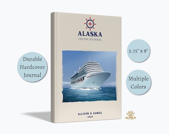 Alaska Cruise Journal, Custom Cruise Gifts, Alaska Travel Gift, Alaska Cruiser Notebook, Summer Vacation, Birthday Cruise, Family Trip