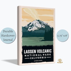 Diario del Parco Nazionale Vulcanico di Lassen, regalo per avventure in California settentrionale, taccuino del Lago Manzanita, album da disegno retrò del Monte Lassen