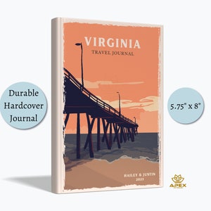 Retro Virginia Travel Journal, Virginia Travel Gift, Blue Ridge Mountains Sketchbook, Virginia Beach Honeymoon Gift, Virginia Notebook