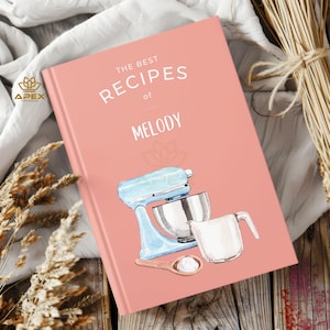 Custom Recipe Book, Personalized Cooking Journal, Blank Cookbook Gift for Foodies or Bakers