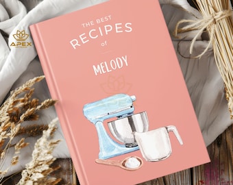 Custom Recipe Book, Personalized Cooking Journal, Blank Cookbook Gift for Foodies or Bakers