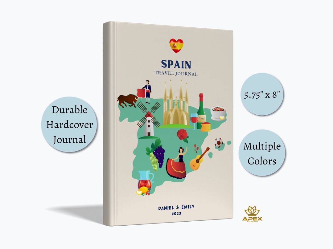 Spain Travel Journal, Spain Gift, Custom Spain Vacation Notebook, Spain ...