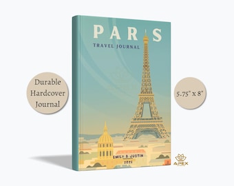 Paris Travel Journal, Eiffel Tower Travel Gift, Personalized Paris Notebook, Honeymoon Memory Book, Romantic France Keepsake