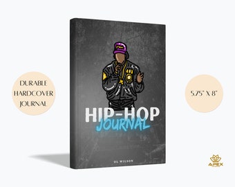 Diario de letras de rap, diario de hip hop personalizado, cuaderno de rap de páginas de rima, diario de escritura de canciones, regalo para rapero, regalos de músico, arte de hip hop