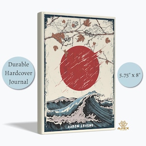 Great Wave Journal, Personalized Hokusai Gift, Custom Japanese Notebook, Vintage Ukiyo-e Sketchbook