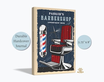 Barber Appointment Book, Personalized Barber Journal, Custom Barbershop Logbook, Hardcover Guest  Book Gift for Barbers