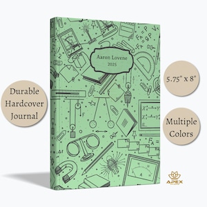 Physics Notebook, Personalized Science Journal – Custom Gift for Physics Students & Teachers, Lined Hardcover School Diary