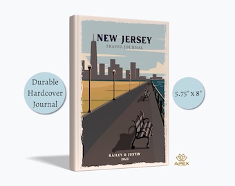 New Jersey Travel Journal, Personalized Hardcover Notebook, Garden State Memory Book