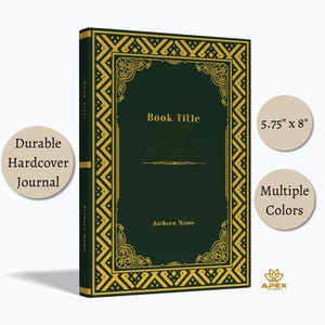 Custom Gilded Hardcover Notebook, Art Deco Inspired Journal for Special Events Weddings and Keepsakes, Vintage Medieval Guest Book Gift