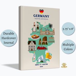 Germany Travel Journal, German Travel Gift, Custom Deutschland Vacation Notebook, Berlin Honeymoon Gift, German Map Scrapbook, Memory Book