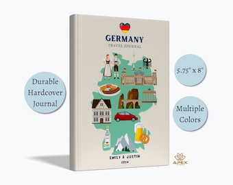 Germany Travel Journal, German Travel Gift, Custom Deutschland Vacation Notebook, Berlin Honeymoon Gift, German Map Sketchbook, Memory Book