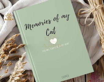 Memories of My Cat – Pet Loss Grief Journal, Cat Memorial Gift, Personalized Pet Remembrance, Loss of Cat Sympathy Gift