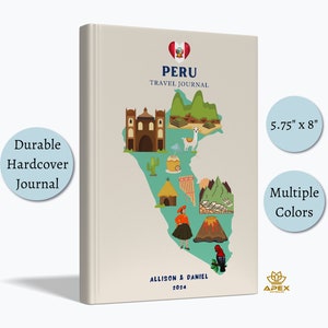Peru Travel Journal, Peruvian Gifts, Machu Picchu Vacation Notebook, Lima Cusco Honeymoon Gift, Peru Map Sketchbook, Memory Book