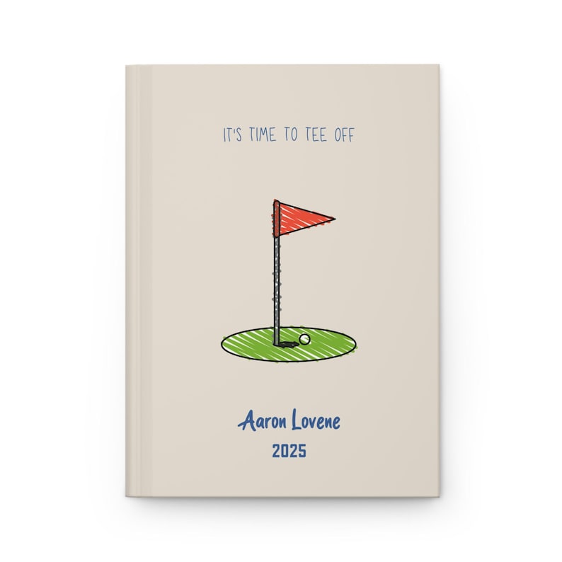 Personalized Golf Journal – Custom Golfer Gift, Golf Scorebook for Men, Golf Log Book for Players, Golf Lover Notebook Almond Cream