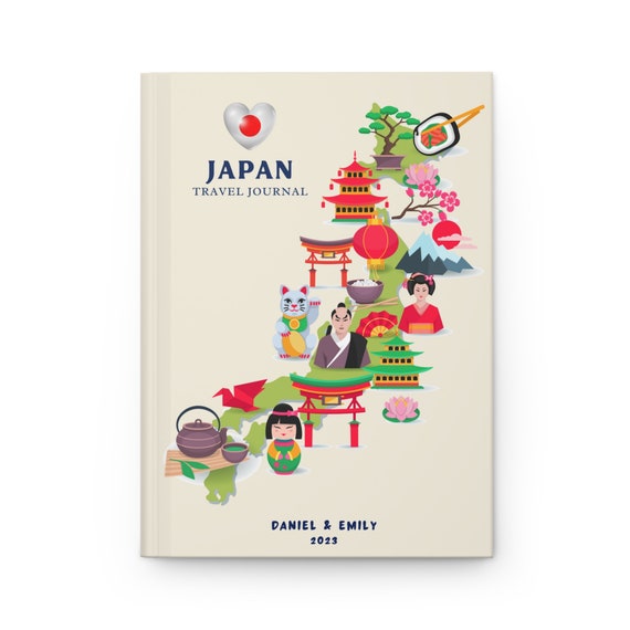 Carnet de voyage au Japon, cadeau Japon, carnet de vacances personnalisé au  Japon, cadeau de lune