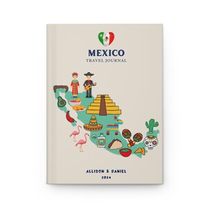 Mexico Travel Journal - Personalized Vacation Notebook, Mexico City Cancun Honeymoon Gift, Map Memory Book image 6