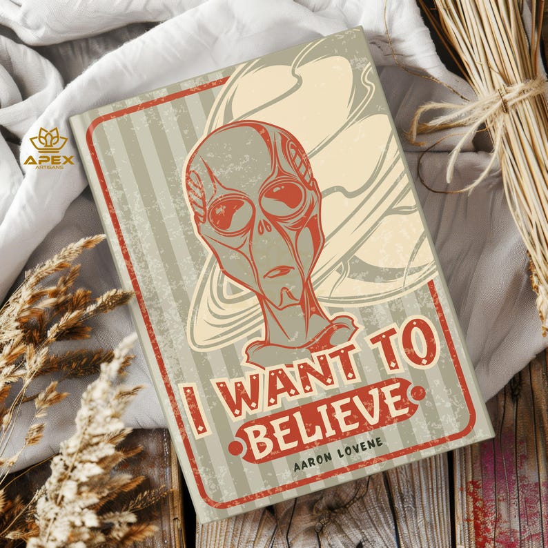 Alien Journal, Retro UFO Notebook, I Want to Believe Gift, Sci Fi Alien ...