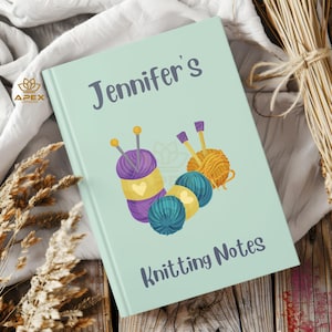 Personalized Knitting Journal, Knitting Project Notebook, Gift for Knitter or Grandma, Lined Wool Notes Book, Yarn Lover Gift