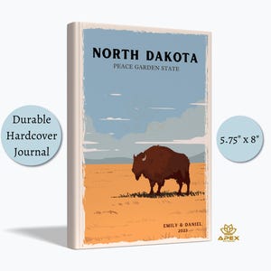 Retro North Dakota-reisdagboek, North Dakota-reiscadeau, Peace Garden State Souvenir, Fargo Medora-schetsboek, familieroadtrip