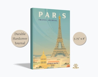 Paris Travel Journal, Eiffel Tower Memory Book, Personalized Paris Notebook