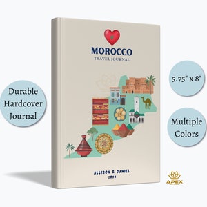 Morocco Travel Journal, Morocco Travel Gift, Chefchaouen Vacation Notebook, Marrakech Honeymoon Gift, Morocco Map Sketchbook